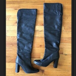 Zara Thigh high black leather boots
